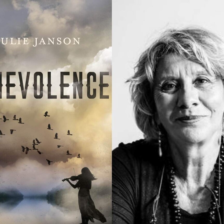 The cover of the book Benevolence, next to it's author Julie Janson