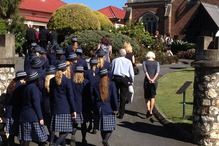 Mourners arrive at Allison Baden-Clay's funeral at St Paul's Anglican Church at Ipswich.