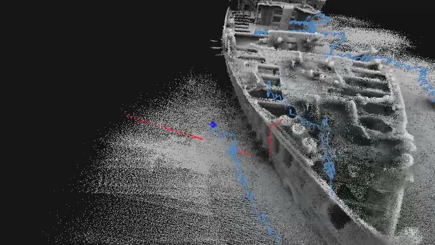 Computer image shipwreck underwater