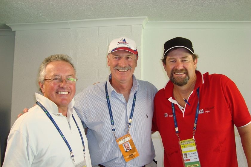 Drew Morphett with former Australian cricketer Dennis Lillee and Terry Alderman at the WACA in 2009.