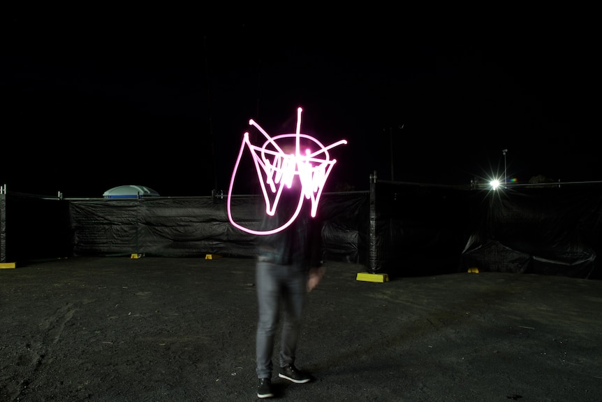 Triple j drum logo light painting