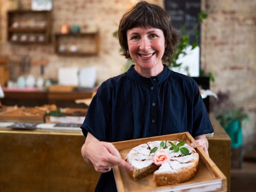 Tamsin Carvan with cake for a story on baking substitutions