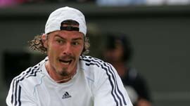 Marat Safin in action on Wimbledon day one