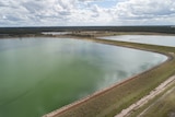 Aerial photo of an Arrow Energy CSG wastewater storage pond near Kogan in southern Queensland.