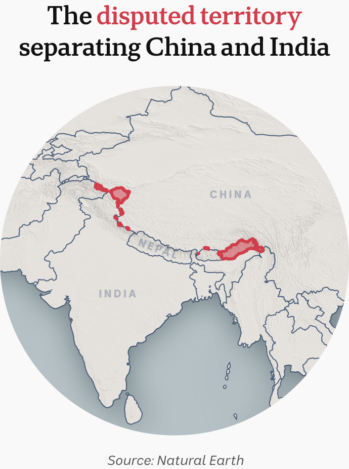 The disputed territory separating China and India