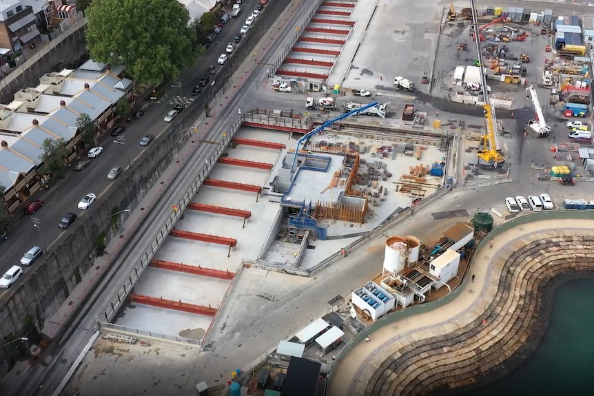 birds eye view of construction site