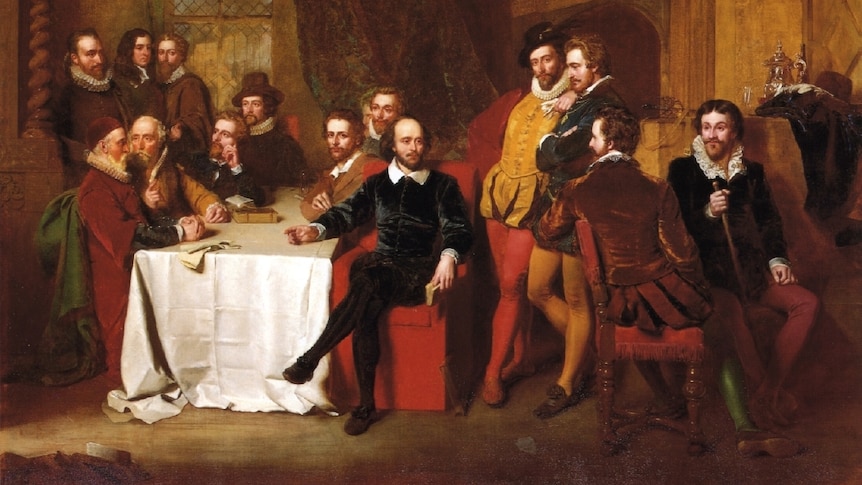 John Faud's 1851 painting depicting Shakespeare and friends at the Mermaid Tavern.