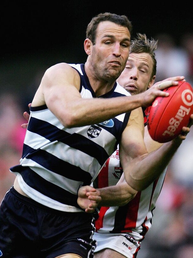 Geelong ruck Brad Ottens played 245 games for the Cats, booting home 261 goals.