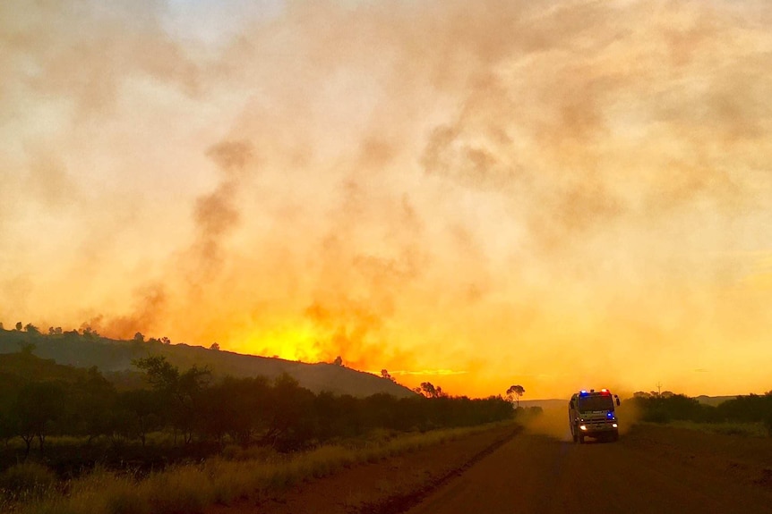 Smoke rises from a bushfire in outback SA.