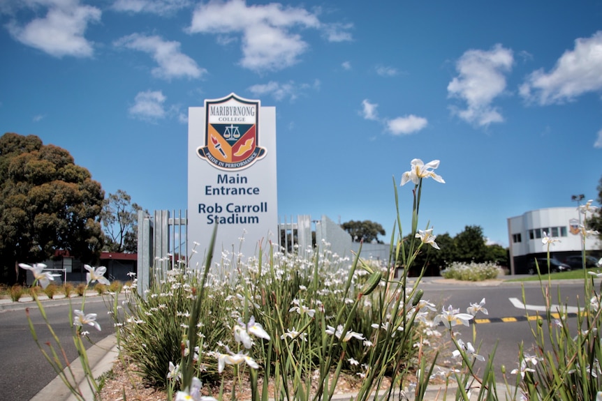 A sign at the entrance of Maribyrnong College in Melbourne's west.