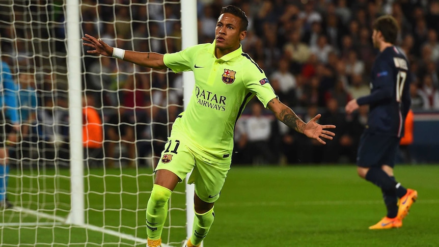 Neymar scores against Paris St Germain