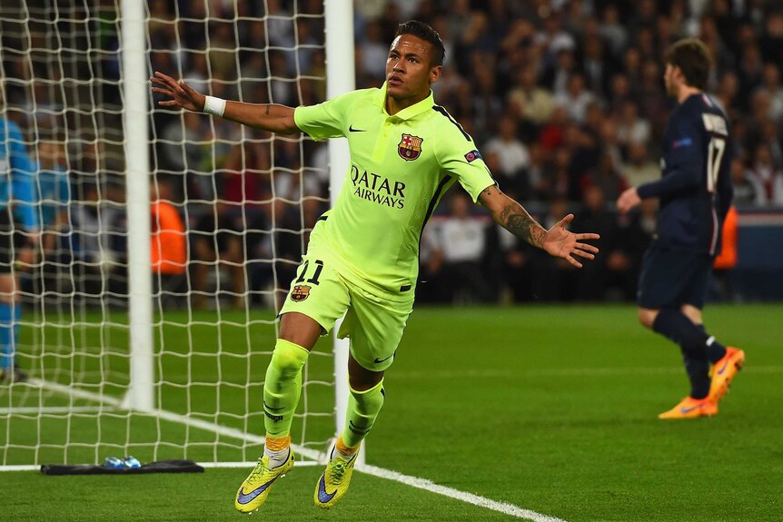 Neymar scores against Paris St Germain