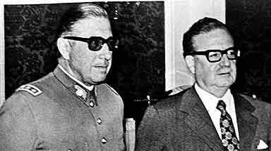 Allende and Pinochet together in 1973.