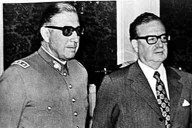 Allende and Pinochet together in 1973.