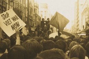 The Vietnam War Moratorium marched in Melbourne in May 1970.