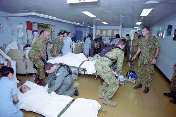 ADF personnel helping Bali bombing patients
