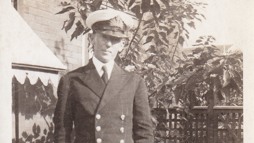 Peter Harrison's father, Dr Leo Harrison, posing for a portrait in his Naval uniform