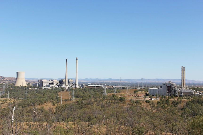 Callide Power Station near Biloela and surrounding bushland.