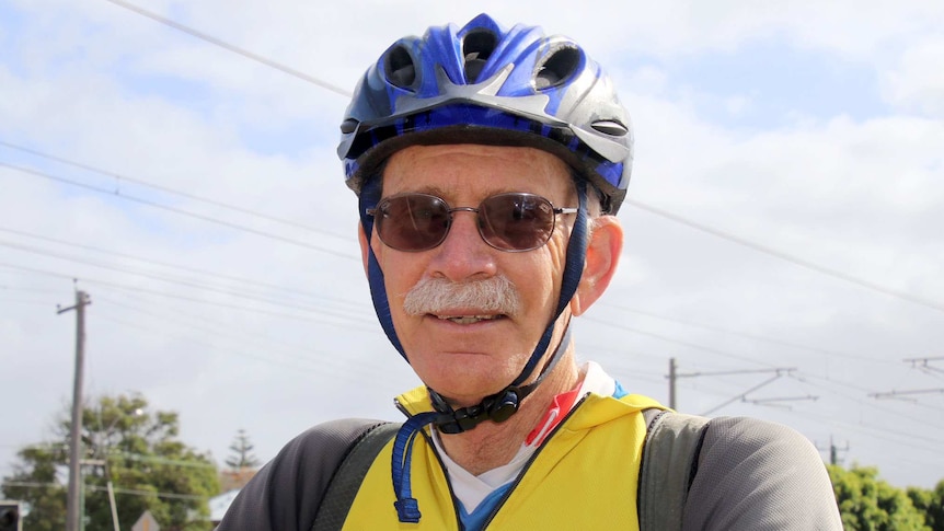 Perth cyclist Roger Tomlins on his bike on a Maylands cycle path