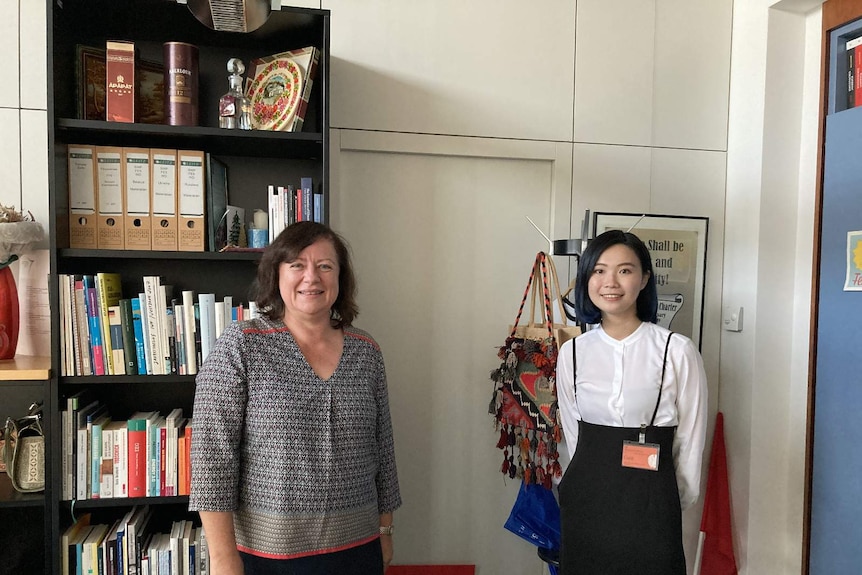 Two women standing in an office in Berlin