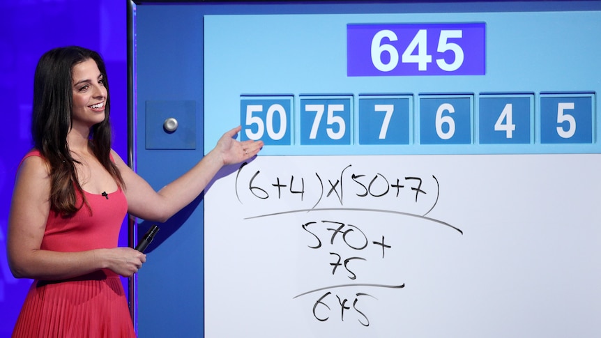 Lily Serna solving a numbers puzzle on SBS show Letters and Numbers.