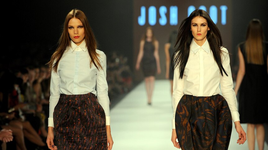 Models wears Josh Goot designs on the catwalk during the Melbourne Fashion Festival.