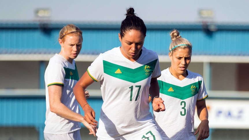 Kyah Simon at a Matildas training session in 2016.