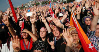 cheering crowd of supporters