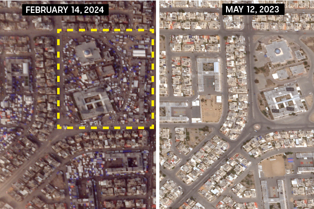 Satellite images show Rafah's tent city