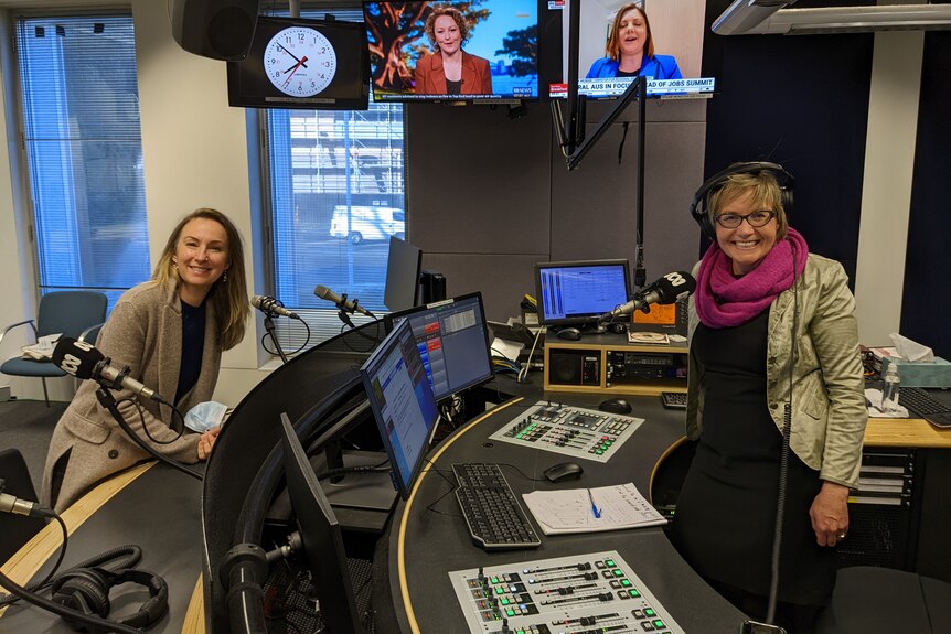 two women in the ABC Radio Canberra radio studio