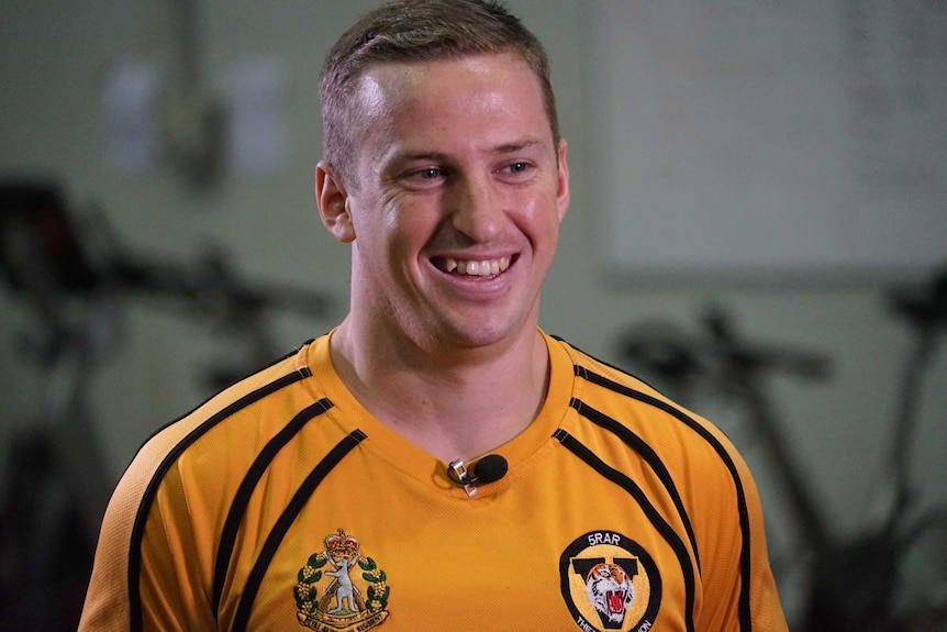 Brett Humphrey smiles in the Soldier Recovery Centre.