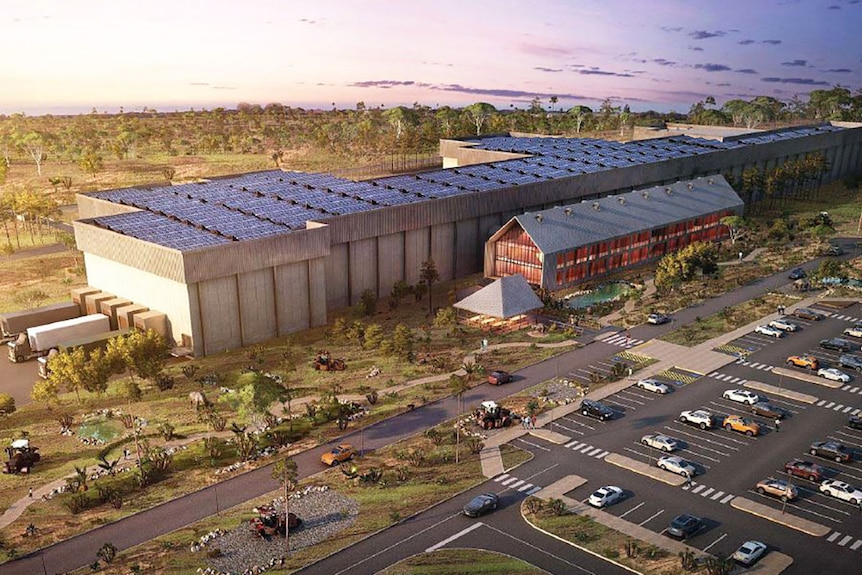 Artist's impression of a solar-powered abattoir