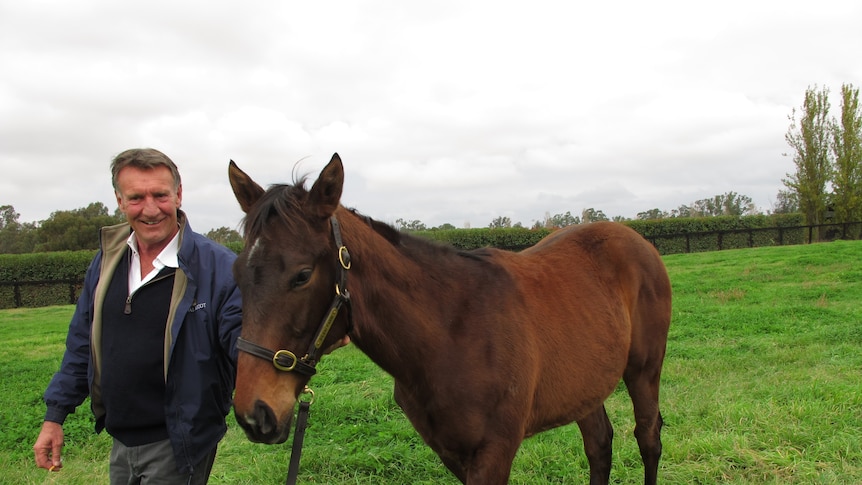 Black Caviar breeder Rick Jamieson with Helsinge foal