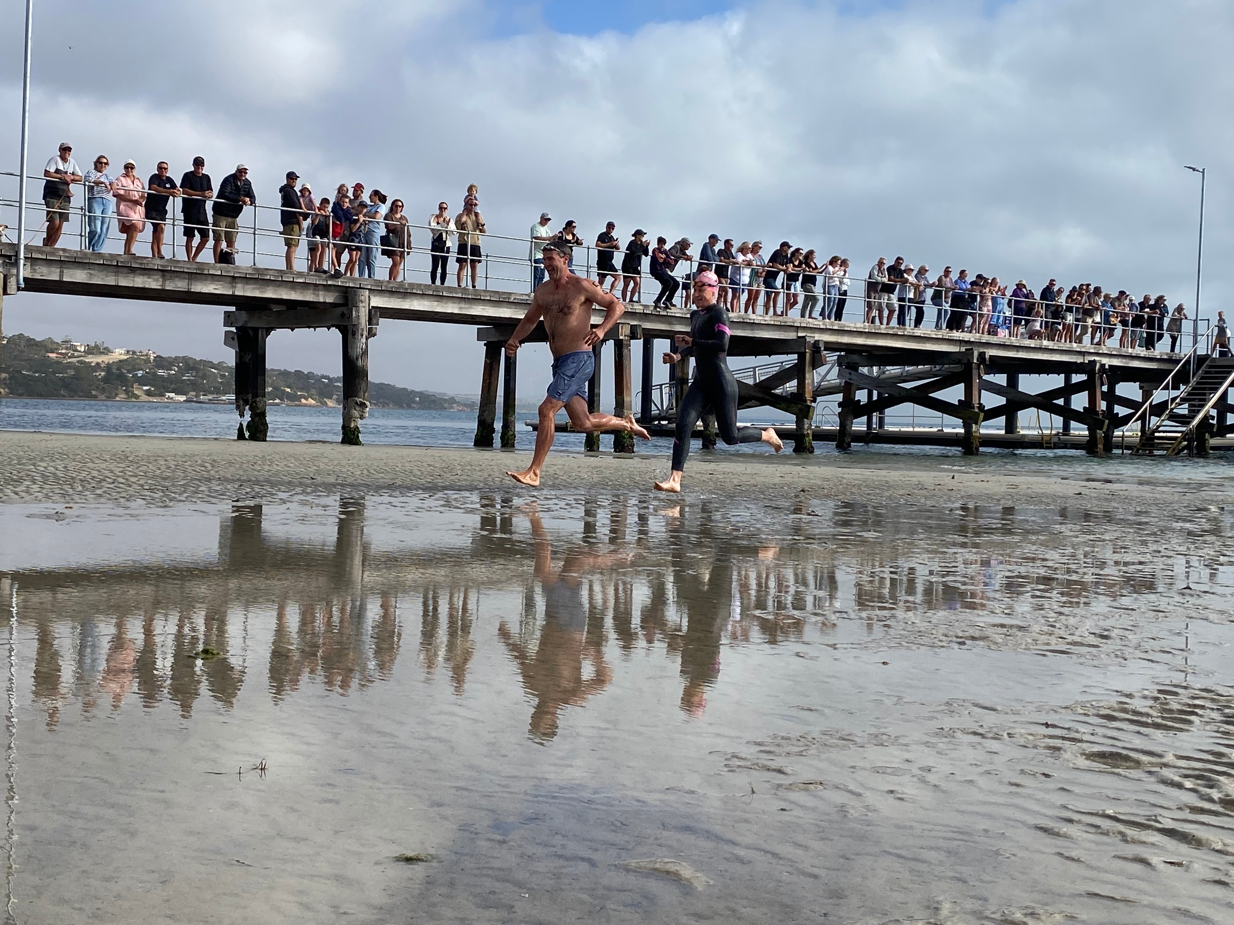 Una gran multitud observó el nado por Tunarama.