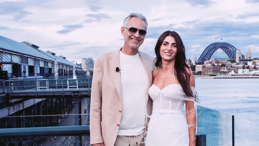 Chef and soprano Silvia Colloca with Andrea Bocelli