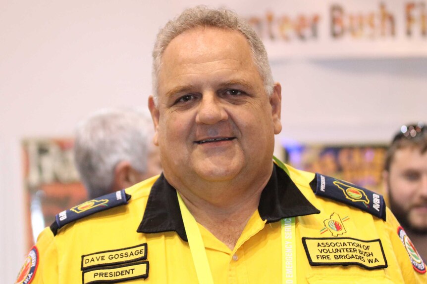 A head and shoulders shot of Association of Volunteer Bushfire Brigades President Dave Gossage speaking in Perth