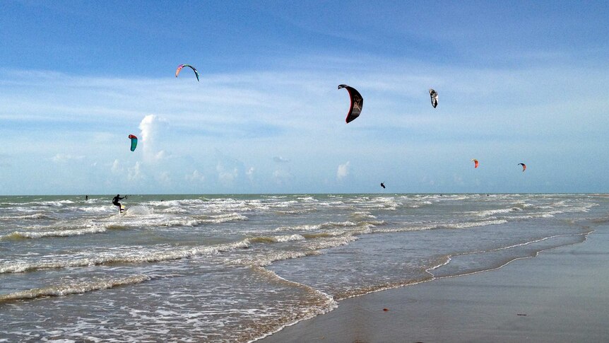 Kitesurfers off Darwin coast
