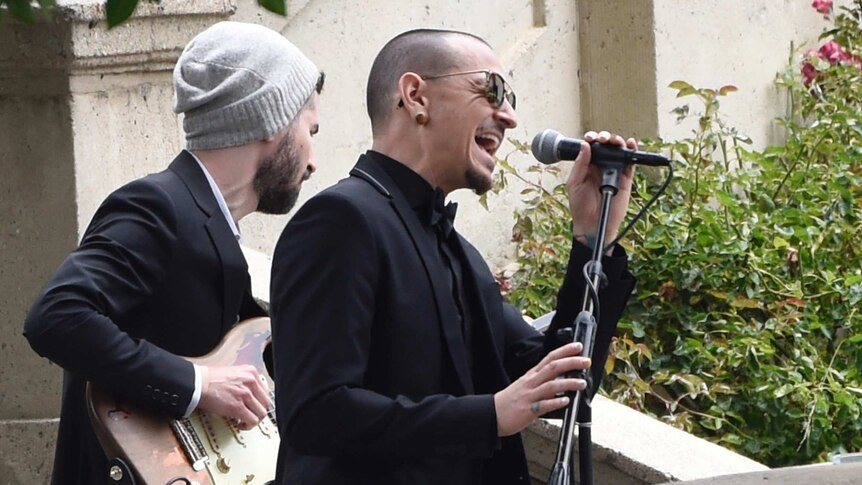 Chester Bennington performs at Chris Cornell's funeral