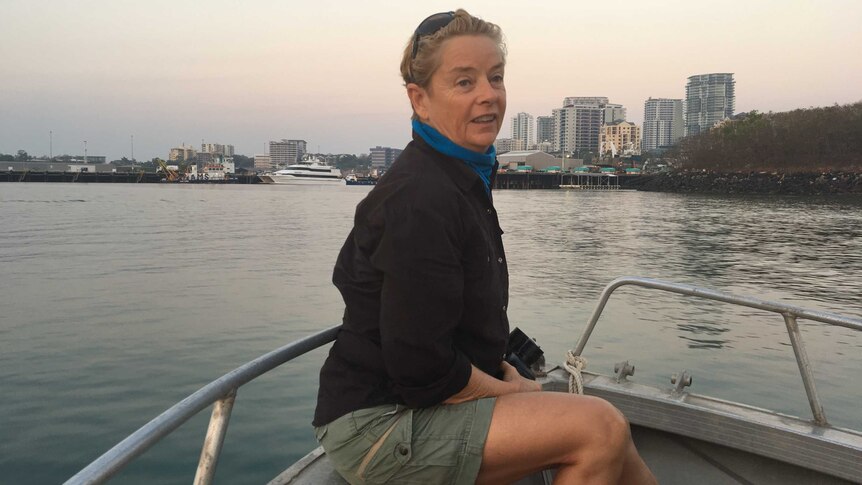 Dolphin researcher Carol Palmer on a boat off Darwin.