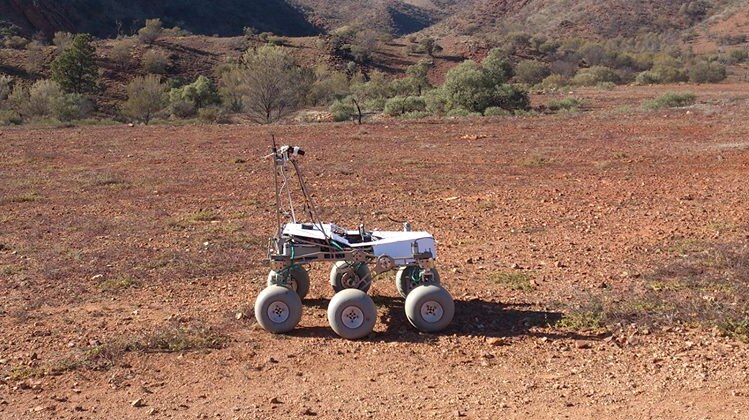 A rover space exploration device in the outback