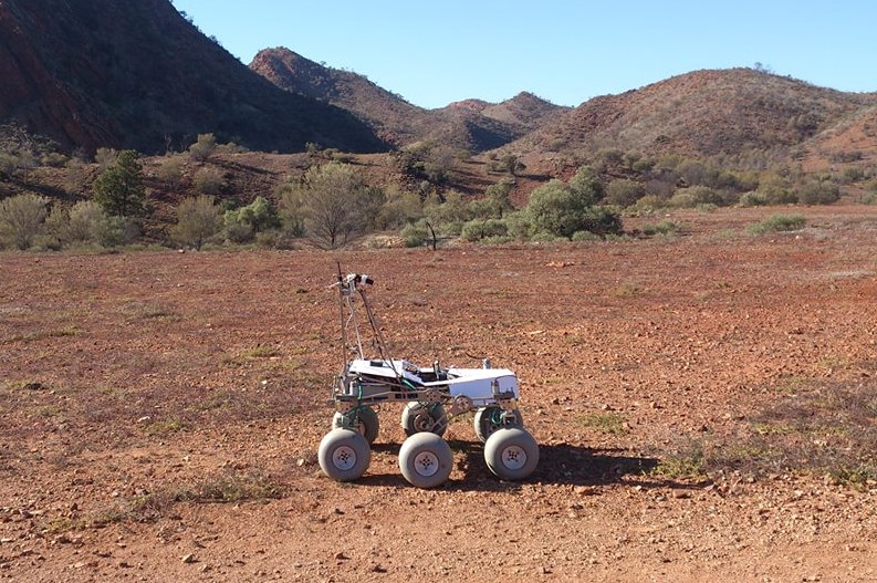 A rover space exploration device in the outback