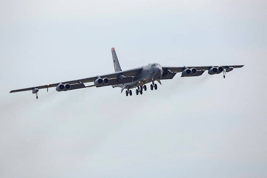 B-52's Stratofortress Bomber in the sky.