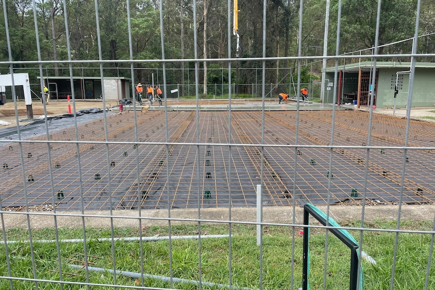 Reinforcing over area ready for concrete.