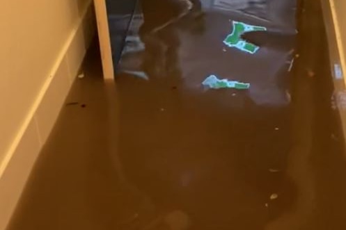 floodwater in a hallway