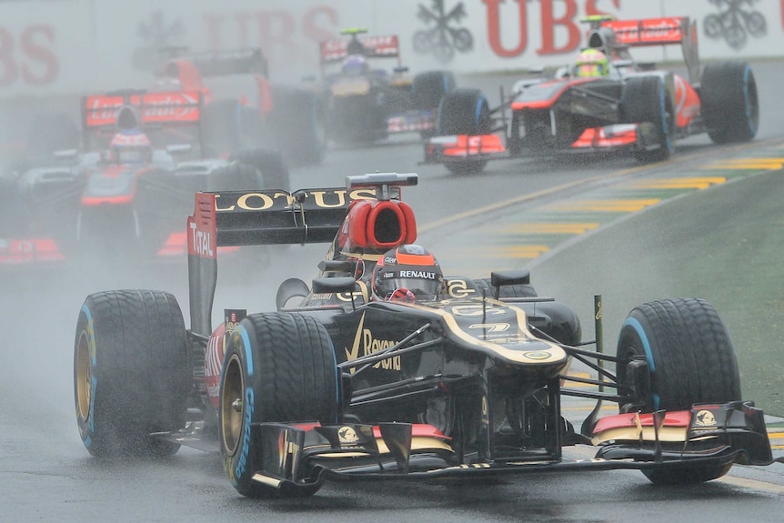 Powering ahead ... Lotus driver Kimi Raikkonen.