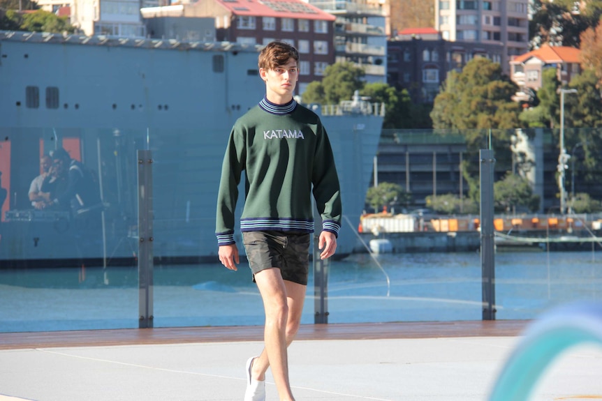 Model walking at Boy Charlton Pool