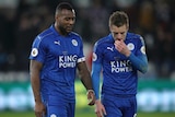 Wes Morgan and Jamie Vardy bemoan another Leicester loss