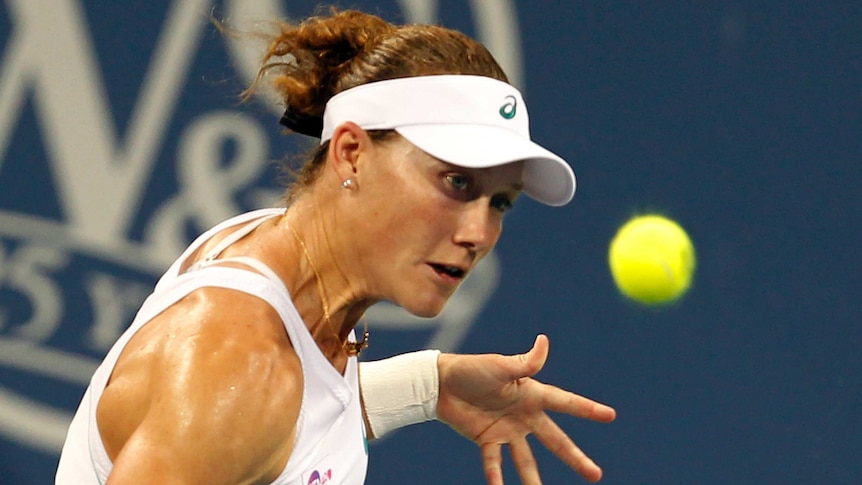 Samantha Stosur in action at the Cincinnati Open on August 15, 2013.