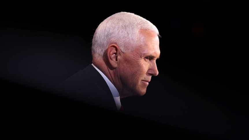 U.S. Vice President Mike Pence takes part in the 2020 vice presidential debate