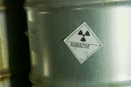 A drum of radioactive waste